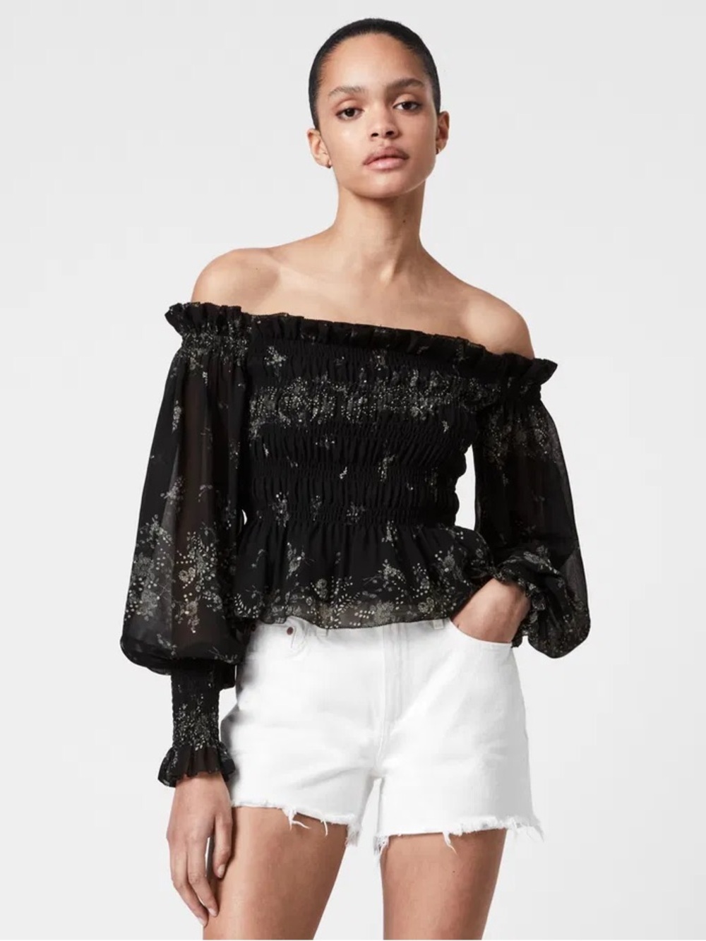 AllSaints Lara Initium Off-the-Shoulder Top